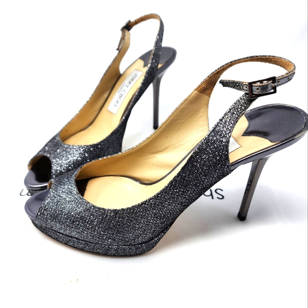 Jimmy Choo Pewter Leather Pumps 36.5
